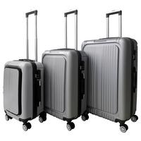 Reisekoffer Set 3-tlg Verona 4 Rollen Hartschale - Silberfarben, Design, Kunststoff/Textil - Luca Bessoni