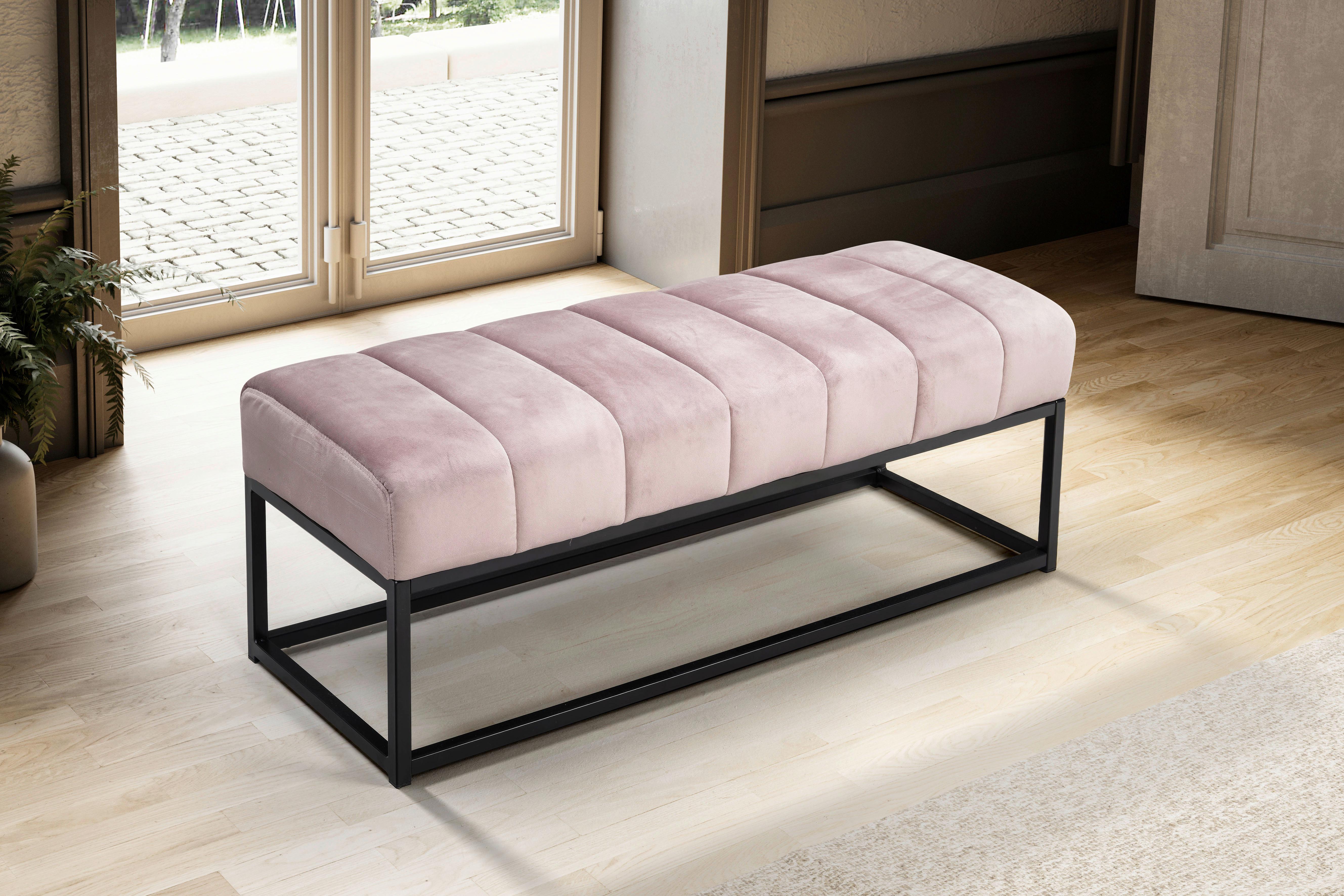 Sitzbank Rosa,schwarz, 108 cm - Schwarz/Rosa, Design, Textil (108/40/40cm) - MID.YOU