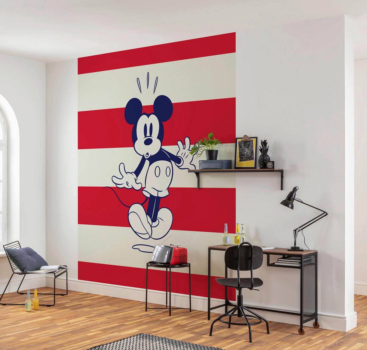 Vliestapete Mickey Vibrant - Blau/Rot, Basics (200/250cm) - Komar
