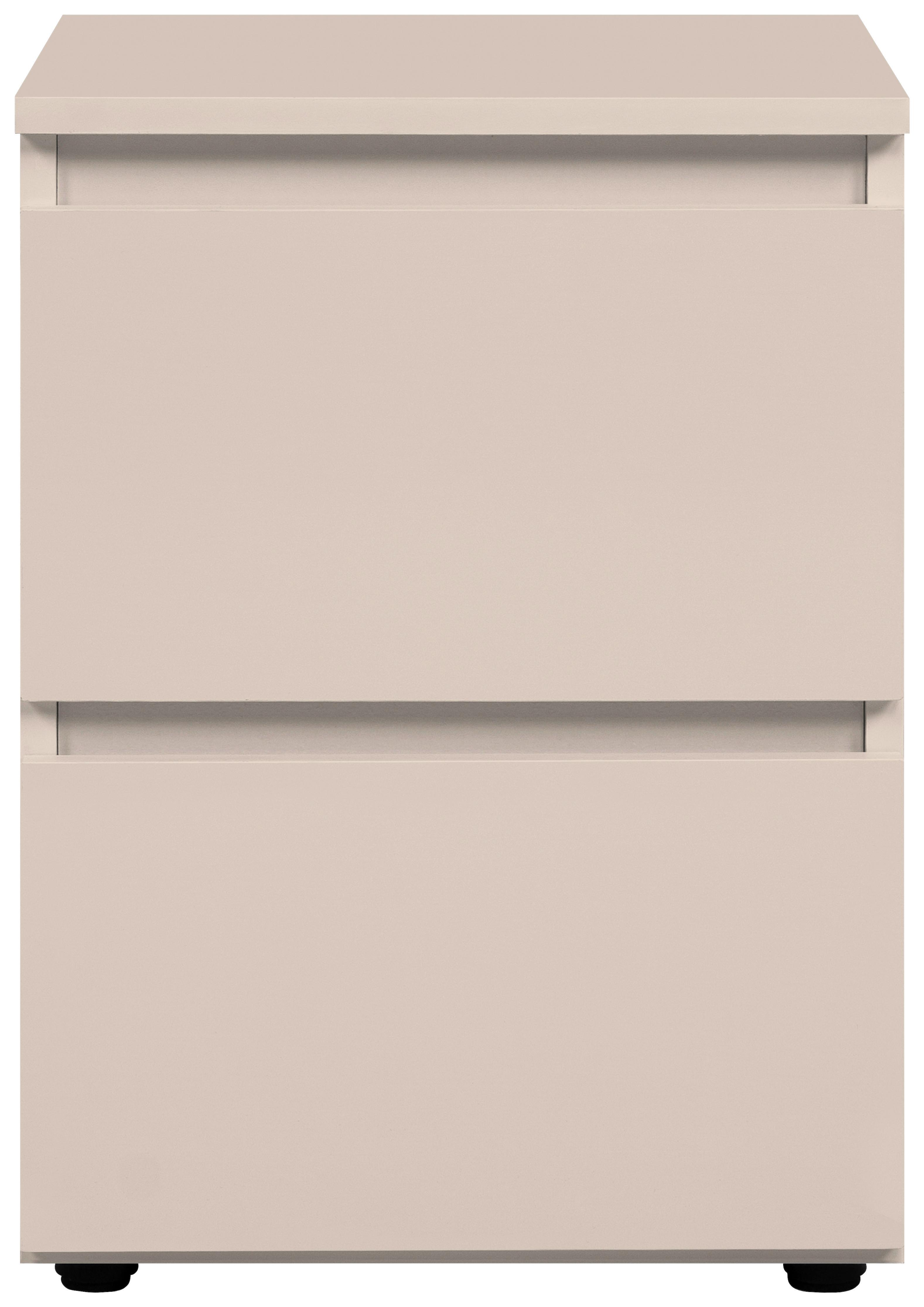 NACHTKÄSTCHEN NORSK  Beige Hochglanz H: 49cm - Beige/Schwarz, Basics, Holzwerkstoff (36/49/29cm)