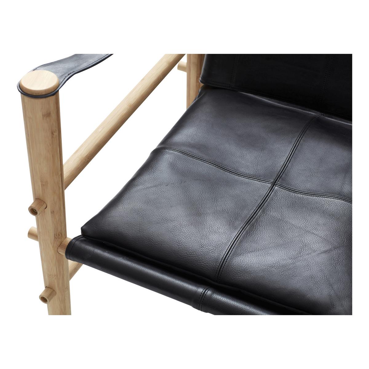 Sessel Noble 3155028 - Schwarz/Naturfarben, ROMANTIK / LANDHAUS, Leder/Holz (59/79/61cm) - MID.YOU