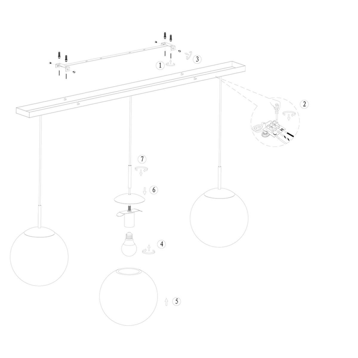Pendelleuchte Bollique - Schwarz, Trend, Glas/Metall (25/40-150/120cm)