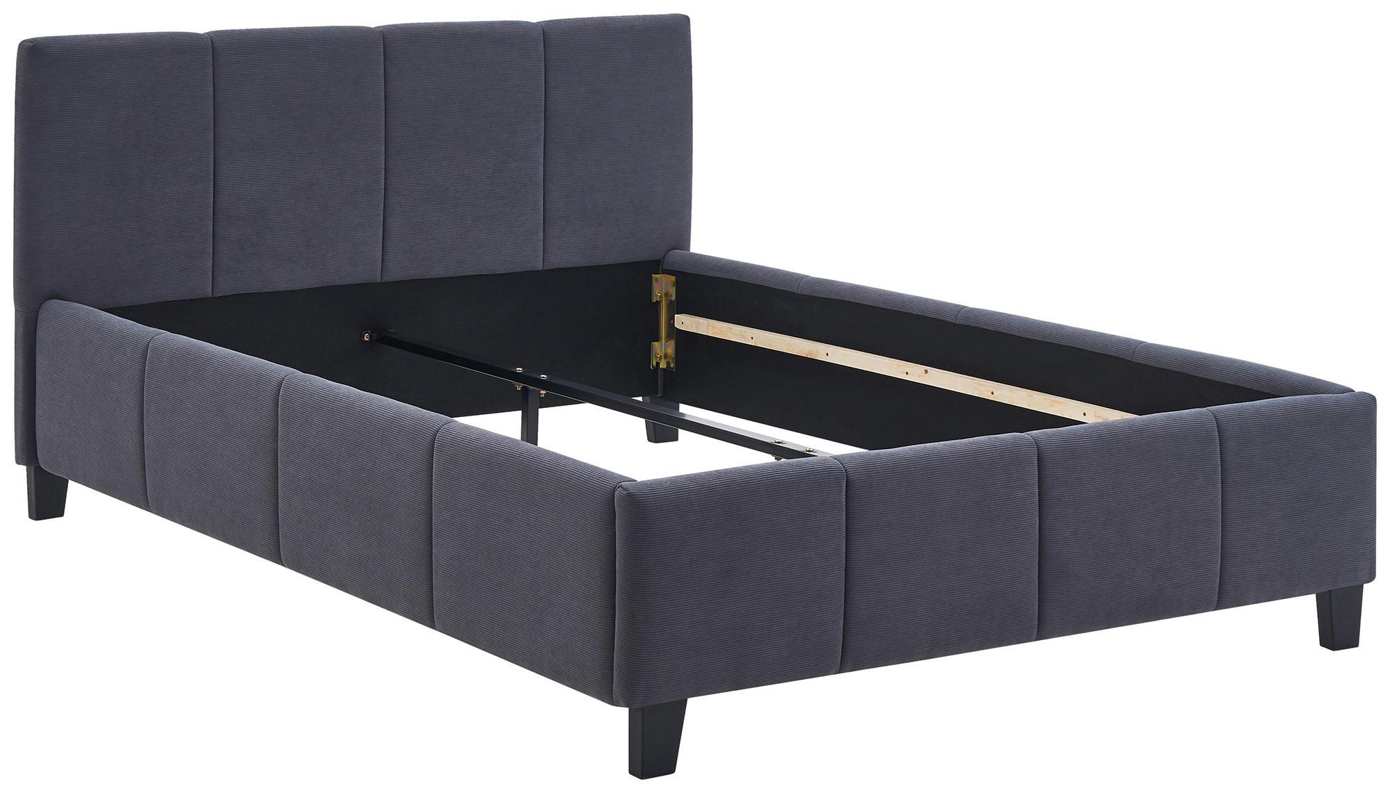 Čalúnená posteľ CRAZY 140x200 cm, tmavosivá - čierna/prírodná farba, Modern, kov/drevo (140/200cm) - Based