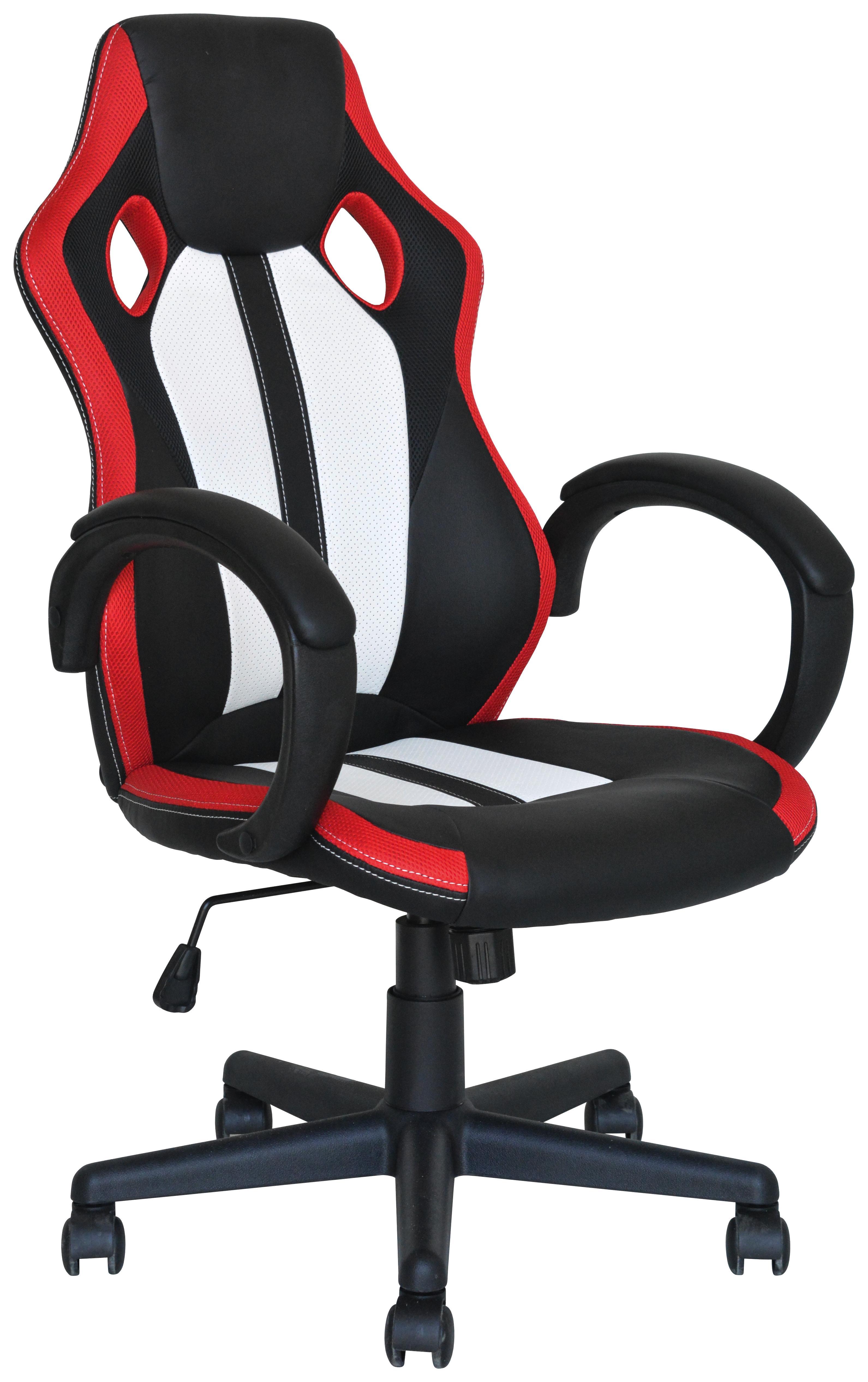 Főnöki Szék Marc - Piros/Szürke, modern, Műanyag/Textil (60.5/107-119/63.5cm)