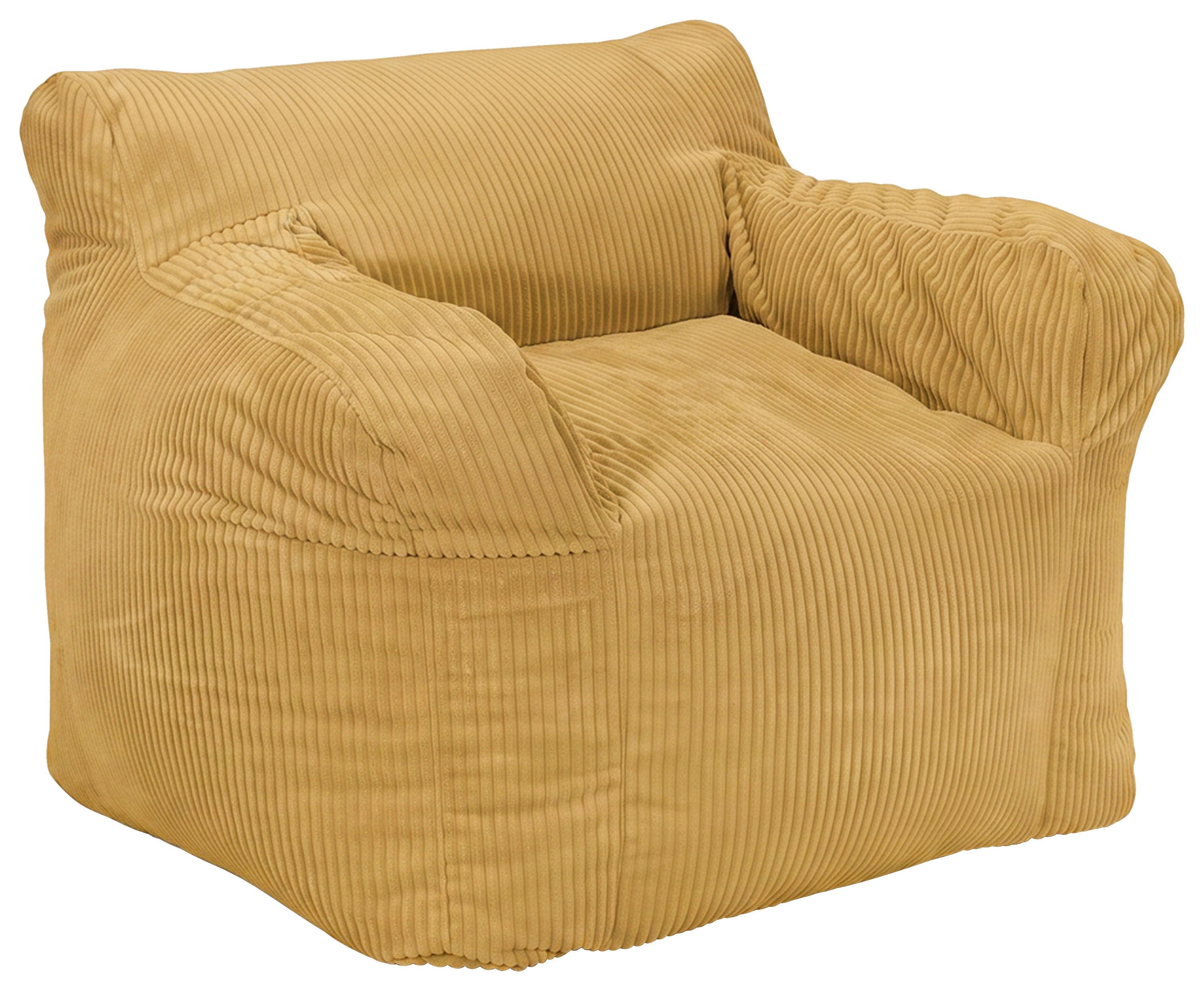 Sitzsack Rivo Cord gelb, Indoor, B: 110cm - Gelb, Basics, Textil (110/75/100cm)