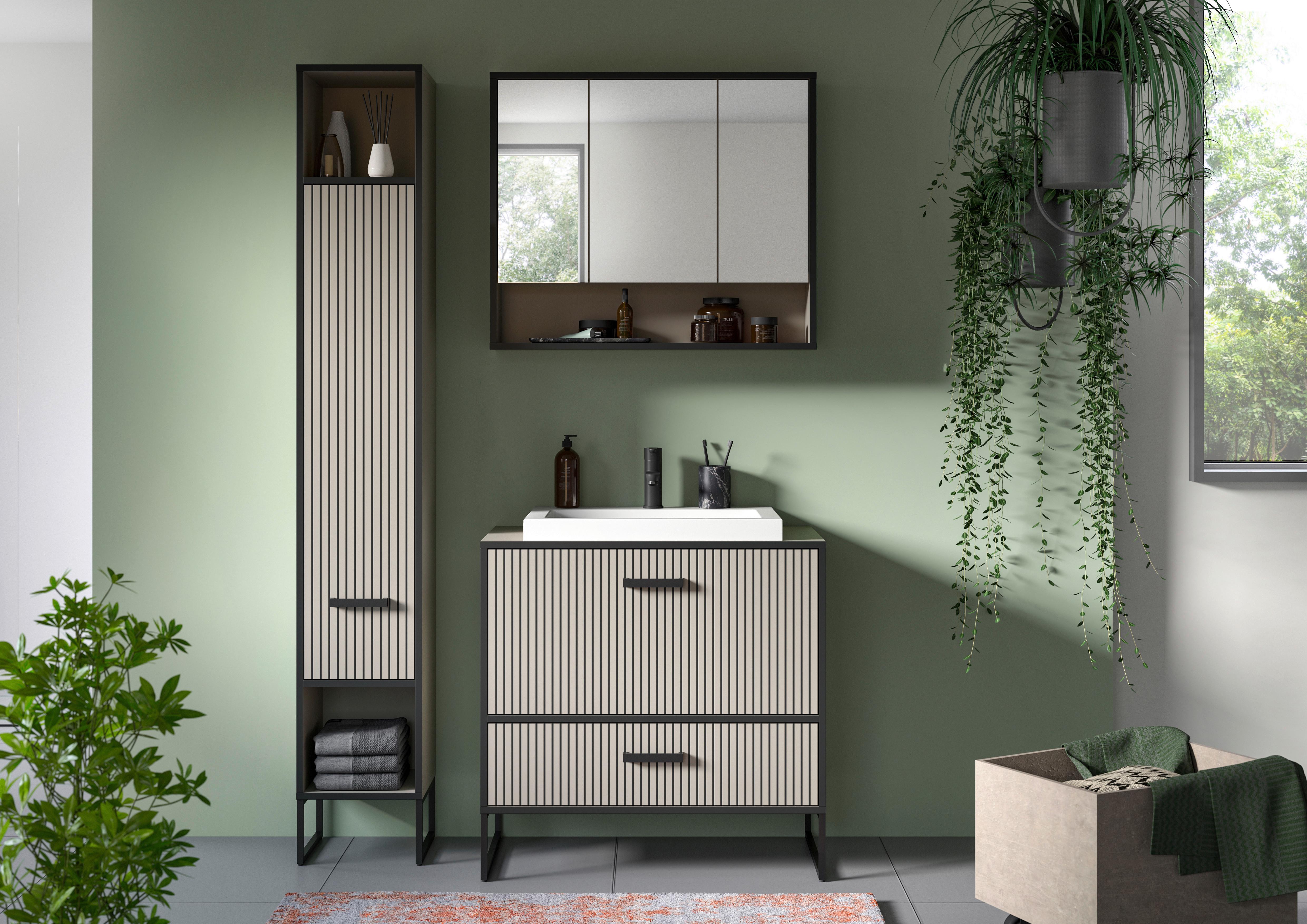 Badezimmer Bagno Schwarz/kaschmir B:110cm - Kaschmir/Schwarz, MODERN, Holzwerkstoff (110cm) - MID.YOU