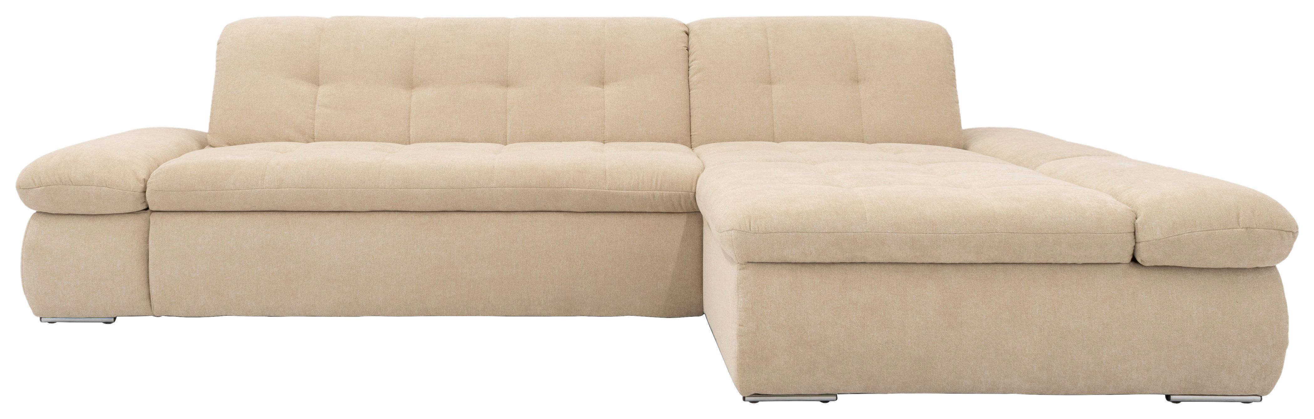 Ecksofa mit Schlaffunktion Moric Beige Mikrofaser - Chromfarben/Beige, KONVENTIONELL, Textil (300/172cm) - MID.YOU