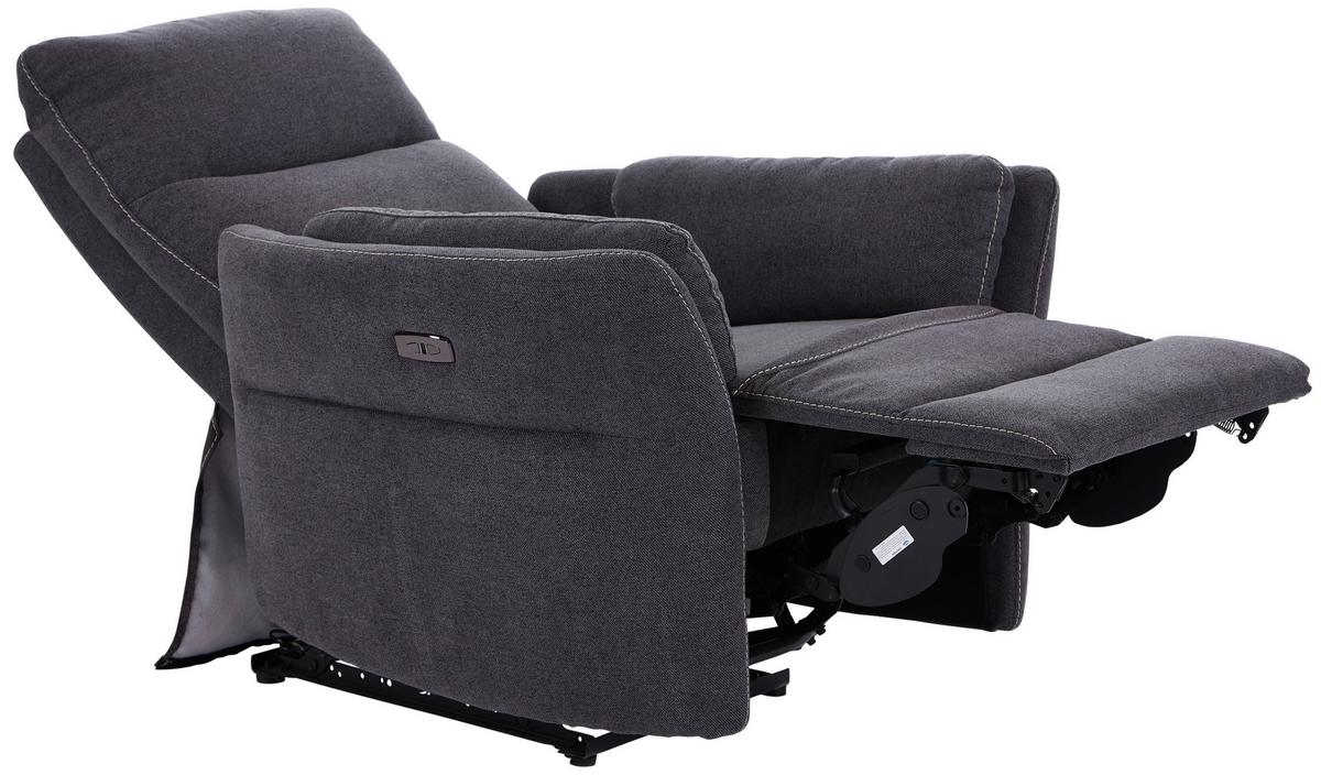 Relaxsessel Elektrisch Redon Stoffbezug Dunkelgrau - Dunkelgrau, Design, Textil/Metall (91/102-81/90-158cm) - Luca Bessoni