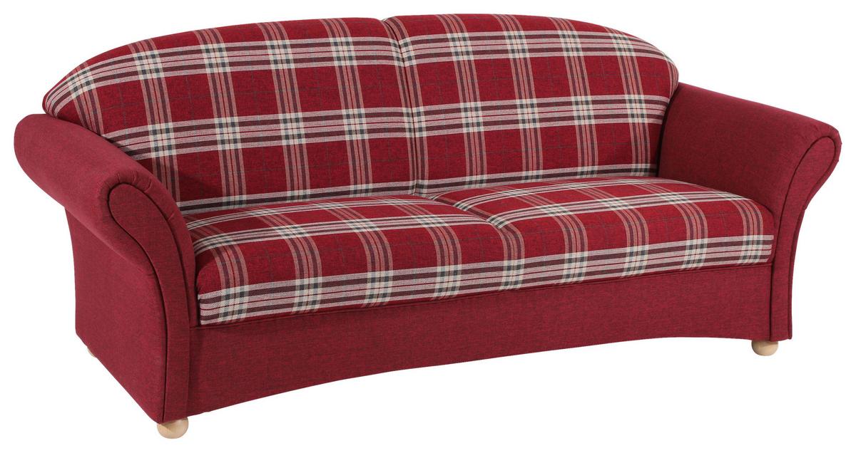 3-Sitzer-Sofa Corona Rücken Echt, Rot - Buchefarben/Rot, Design, Textil (202/85/81cm) - Max Winzer