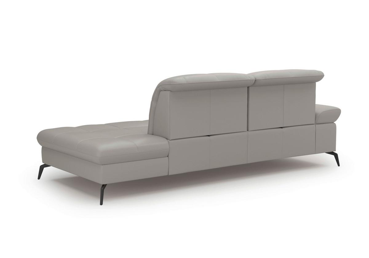 Récamiere Amica E, Hellgrau B: 231 Cm - Hellgrau/Schwarz, KONVENTIONELL, Leder (231/90/122cm) - Sit & More