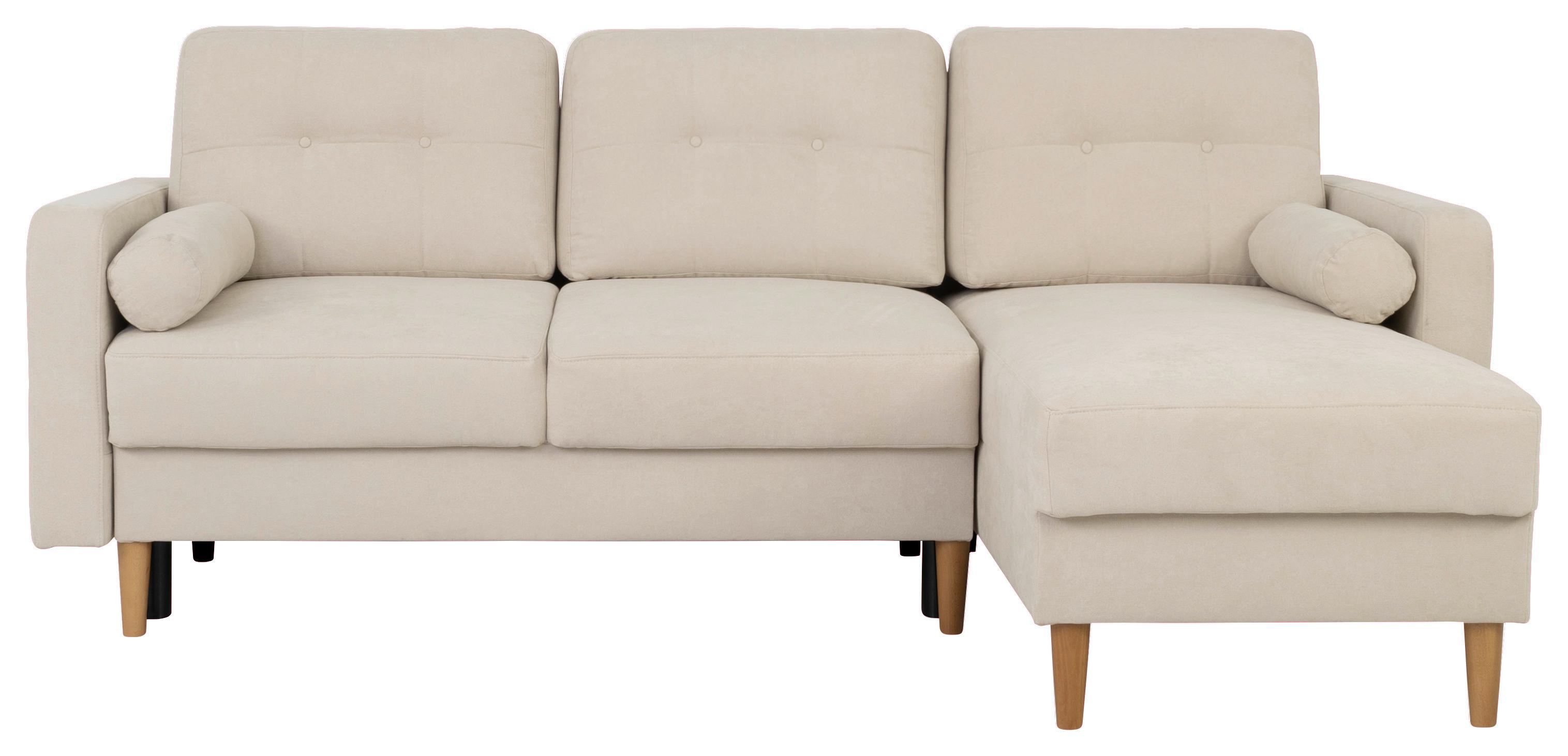 Ecksofa Noret, Weiß S: 223x157 Cm - Buchefarben/Weiß, Design, Textil (223/157cm) - MID.YOU