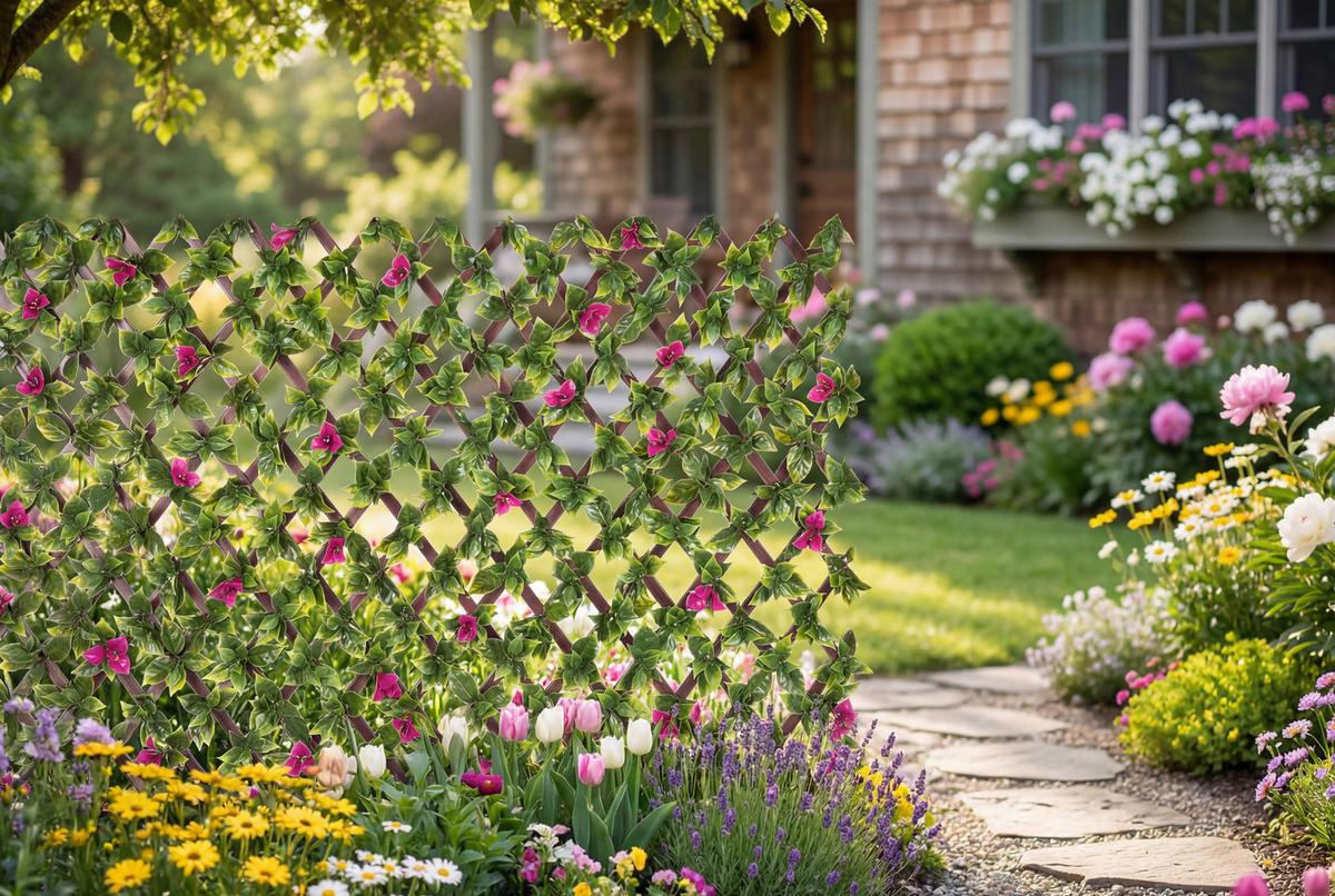 Sichtschutzhecke Elroy - Pink/Walnussfarben, KONVENTIONELL, Kunststoff (200/100cm) - Luca Bessoni