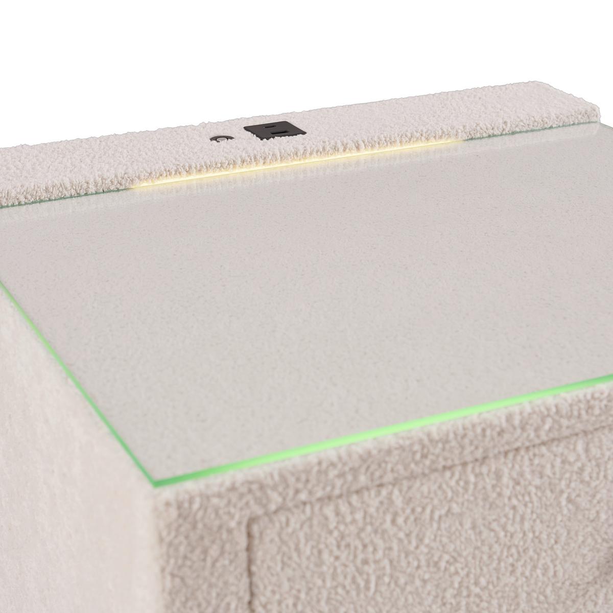 Nachtkästchen Elysia inkl. Beleuchtung B: 48 cm - Beige, Trend, Glas/Holz (48/68/45,5cm) - Luca Bessoni