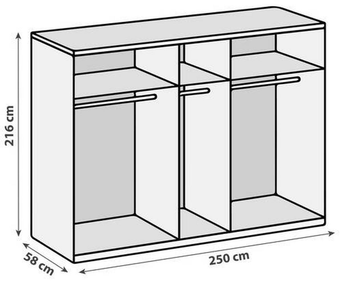 Drehtürenschrank 250cm Level, Grau/weiß - Weiß/Grau, MODERN, Glas/Holzwerkstoff (250/216/58cm) - MID.YOU