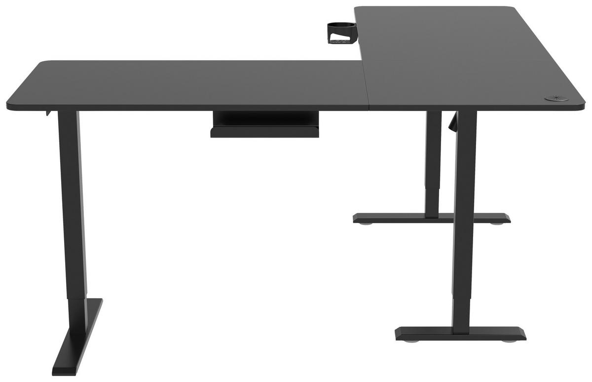 Eckschreibtisch Nimi Schwarz L: 160cm - Schwarz, MODERN, Holzwerkstoff/Kunststoff (160/160/72-117cm) - Livetastic