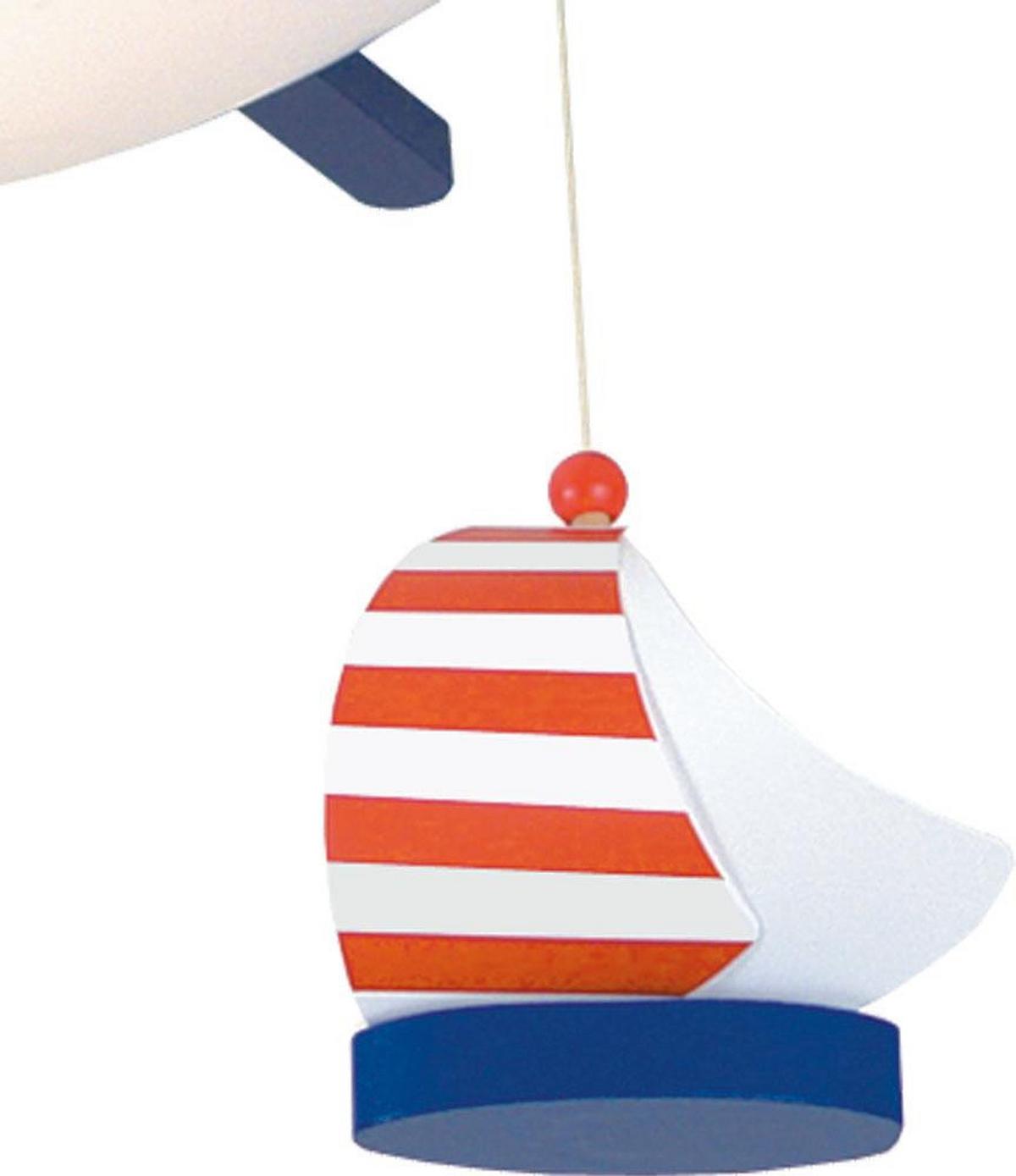Kinderdeckenleuchte Segelboote L: 53 Cm Mit Hängenden Booten - Blau/Weiß, Trend, Holzwerkstoff/Kunststoff (53/53/10cm) - Niermann