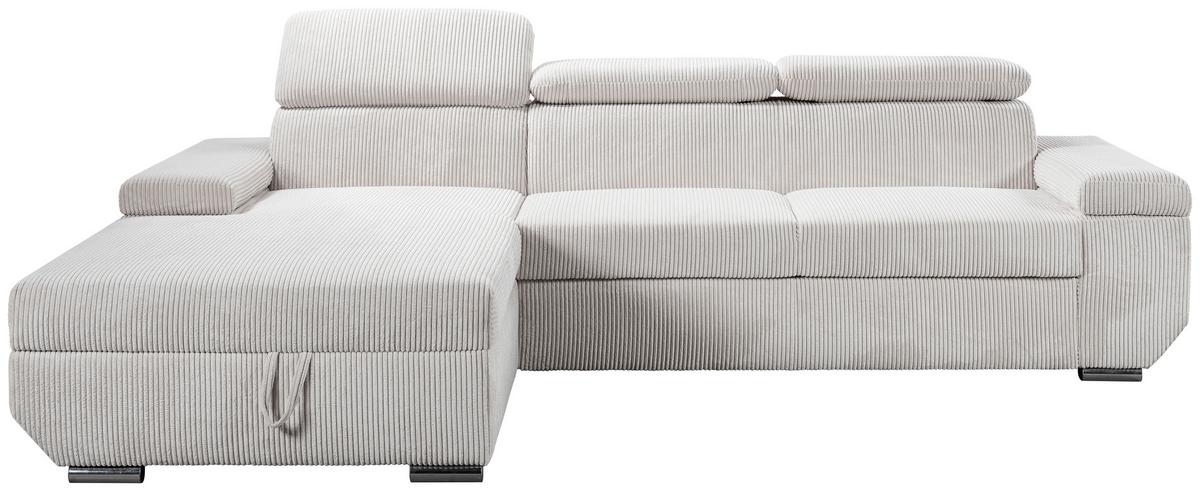 Sofa Lars Beige, Lf: 146x240 Cm - Chromfarben/Creme, Basics, Textil (189/268cm) - Livetastic