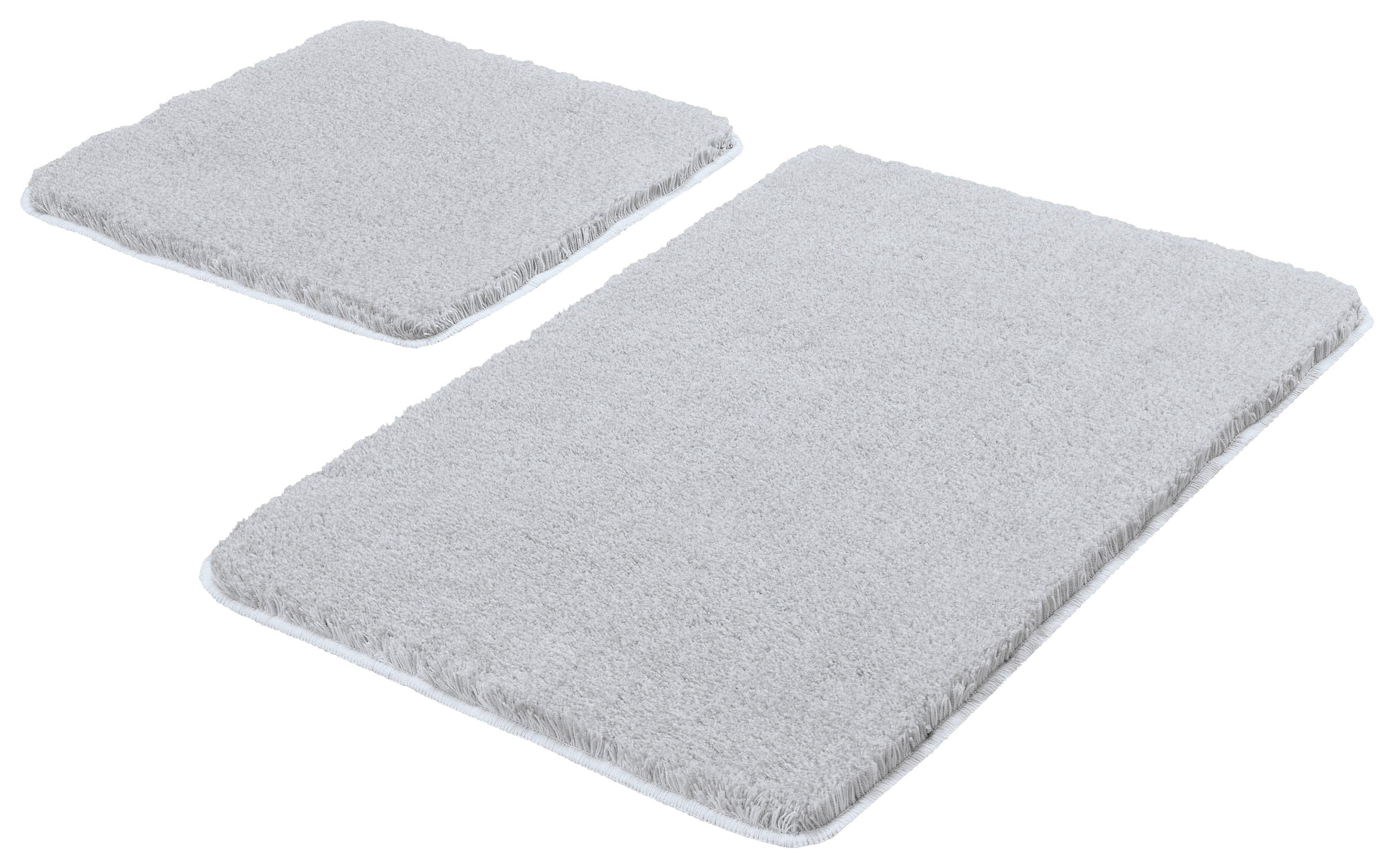 Badteppich Set Noble 85x55 cm Grau Waschbar/Rutschhemmend - Grau, KONVENTIONELL (85x55/50x50cm) - Kleine Wolke