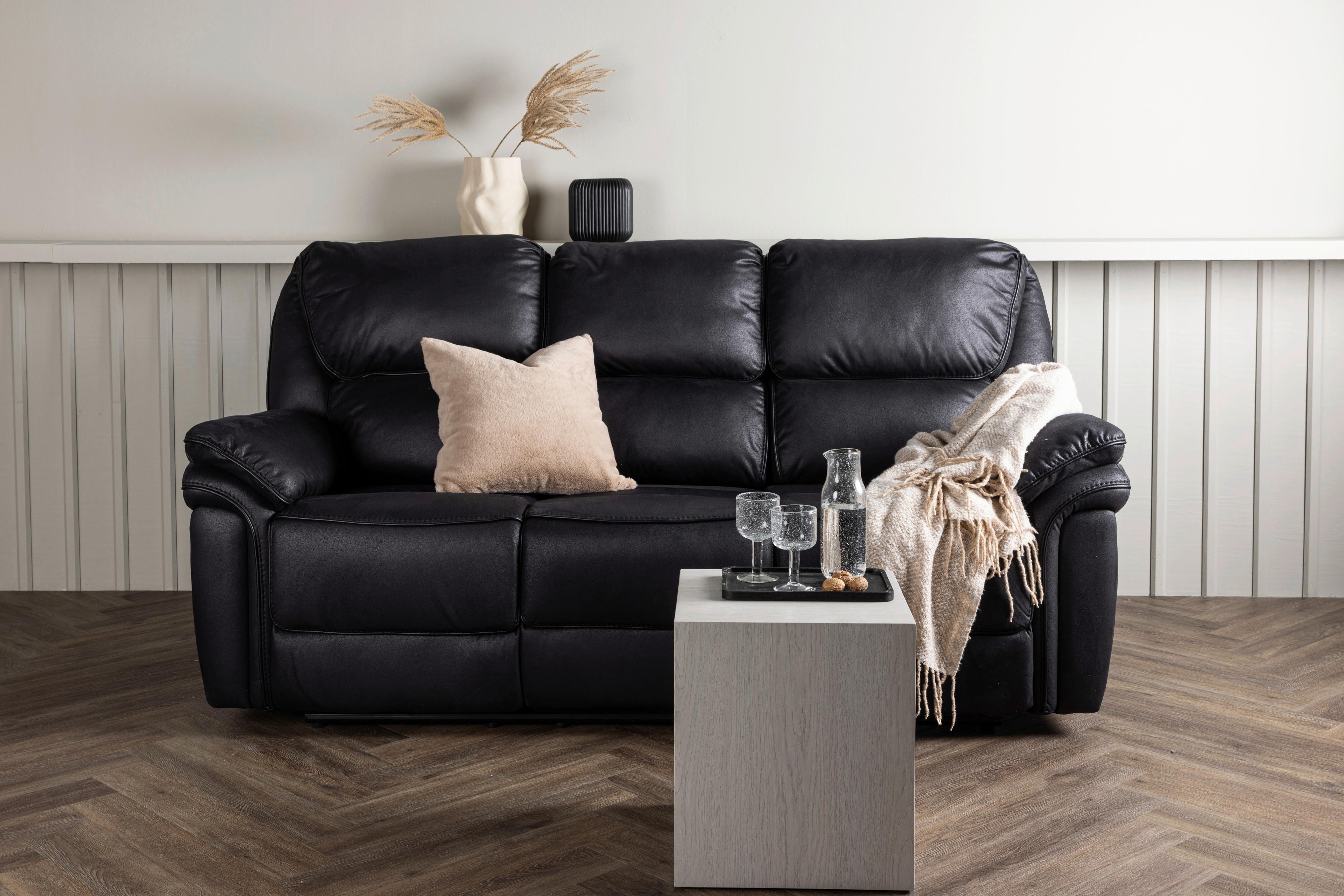 3-Sitzer-Sofa Saranda - Schwarz, Design, Kunststoff/Textil (228/103/99cm) - Livetastic