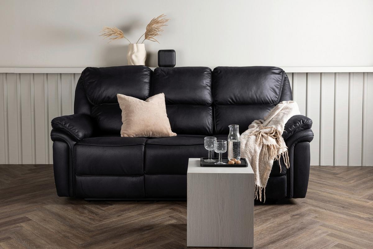 3-Sitzer-Sofa Saranda - Schwarz, Design, Kunststoff/Textil (228/103/99cm) - Livetastic