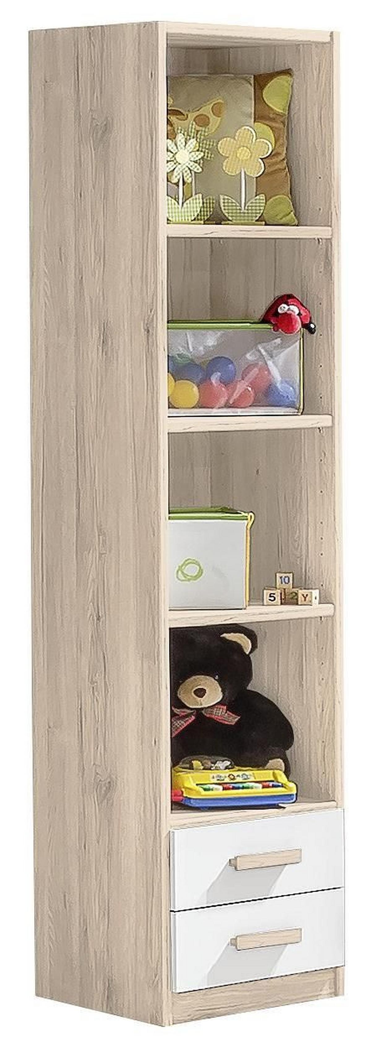 Regál CARIBA šírka 47cm - biela/farba duba, Design, kompozitné drevo/plast (47/197/38cm) - MID.YOU