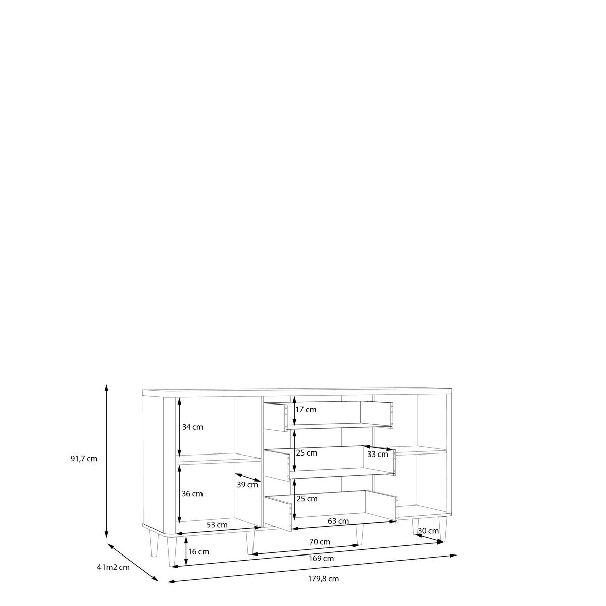 Komoda, piesková/dub Valencia - piesková/farba duba, Modern, kompozitné drevo (179,8/91,7/41,2cm)