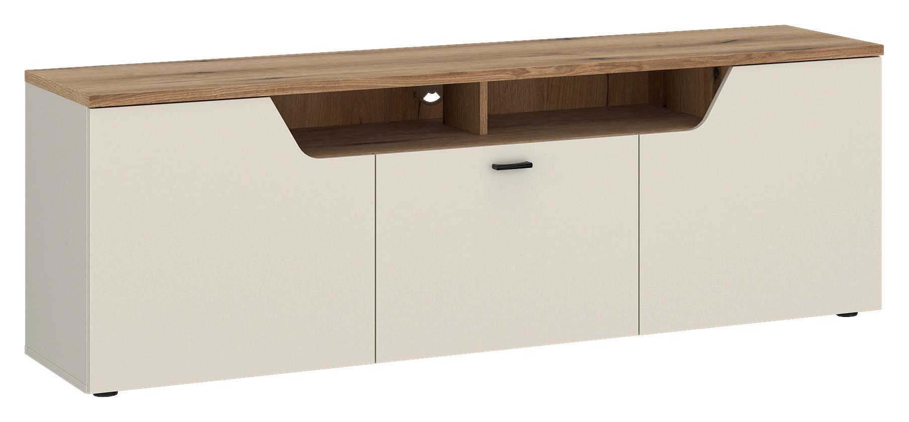 TV-Element Cut Out, B: 165 cm Kaschmir/Eichefarben - Kaschmir/Eichefarben, MODERN, Holzwerkstoff (165/56,5/45cm) - Premium Living