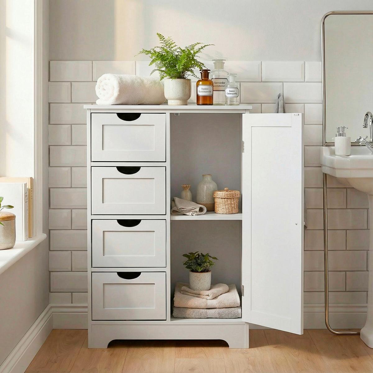 SIDEBOARD Weiß B: 55cm - Weiß, Design, Holzwerkstoff (55/80/30cm) - Livetastic