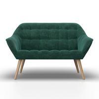 Dvoumístná pohovka MONIQUE, zelená žinylka - zelená/přírodní barvy, Moderní, kov/dřevo (126/74/76cm) - Bessagi Home