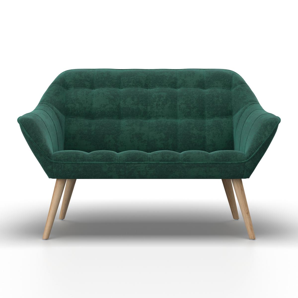 Dvoumístná pohovka MONIQUE, zelená žinylka - zelená/přírodní barvy, Moderní, kov/dřevo (126/74/76cm) - Bessagi Home