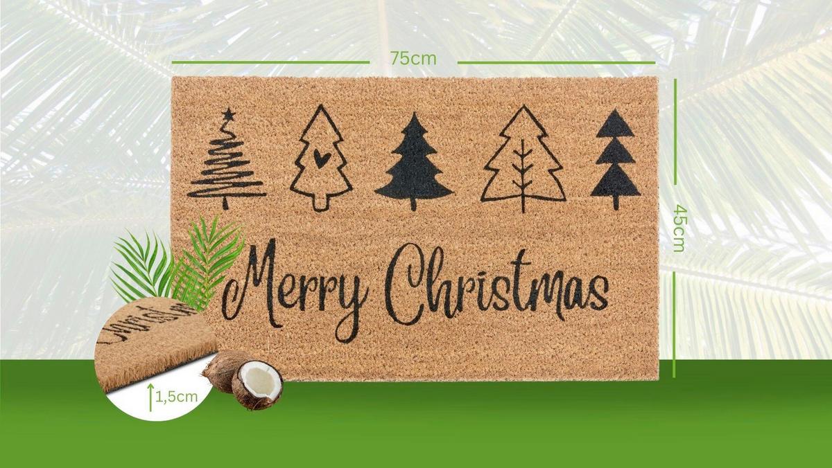 Kokosmatte Mix Mats Christmas Trees 45x75 - Hellbraun/Schwarz, Basics, Naturmaterialien (45/75cm) - Esposa