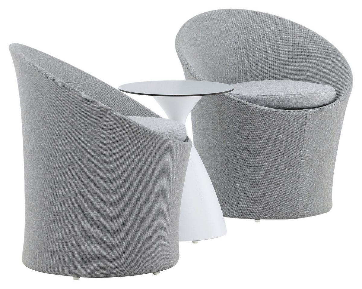 Gartenset Spoga - Weiß/Grau, KONVENTIONELL, Textil/Metall - Gardenson