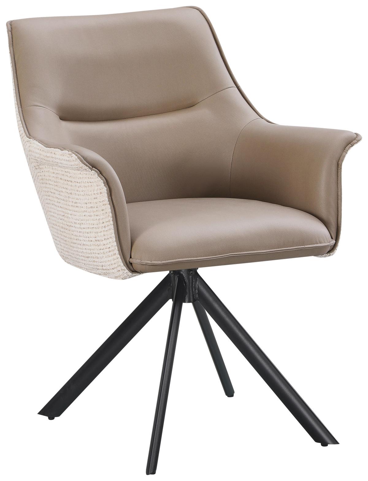 Armlehnstuhl Taro Beige B: 68 cm - Taupe/Beige, MODERN, Textil/Metall (68/86/68cm) - Livetastic