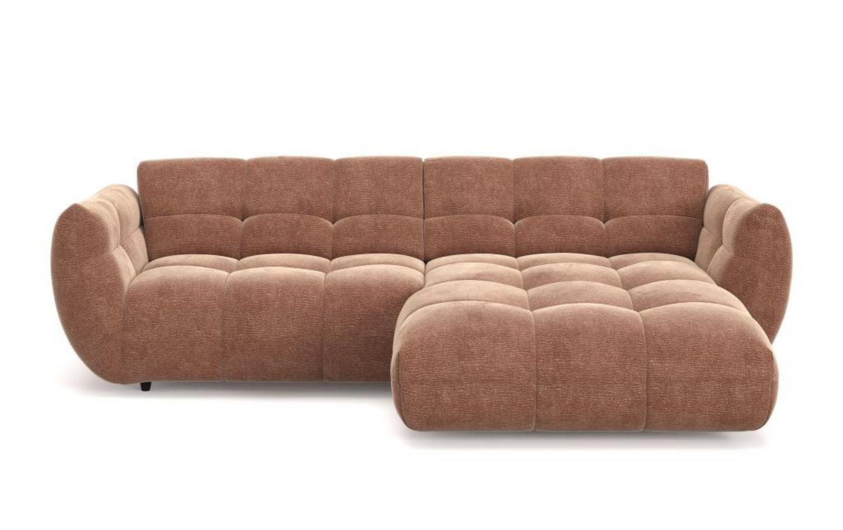 Rohová sedačka PANDA, pravá, staroružová ženilka - čierna/staroružová, Modern, textil/plast (280/178cm) - Premium Living