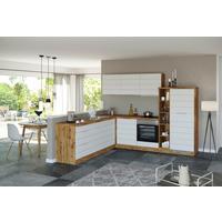 Eckküche Florenz ohne Geräte 240x270 cm Weiß/Eichefarben - Eiche Wotan/Weiß, Design, Holzwerkstoff (240/270cm) - Held