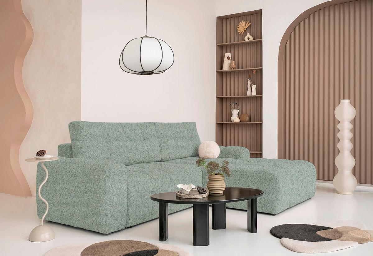 Ecksofa Lulu Türkis S: 268x184cm - Türkis/Schwarz, Design, Textil (268/184cm) - MID.YOU