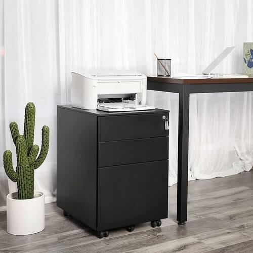 Rollcontainer Metall Schwarz Abschließbar 39x60x52 cm - Schwarz, Basics, Metall (39/60/52cm) - Boxxx