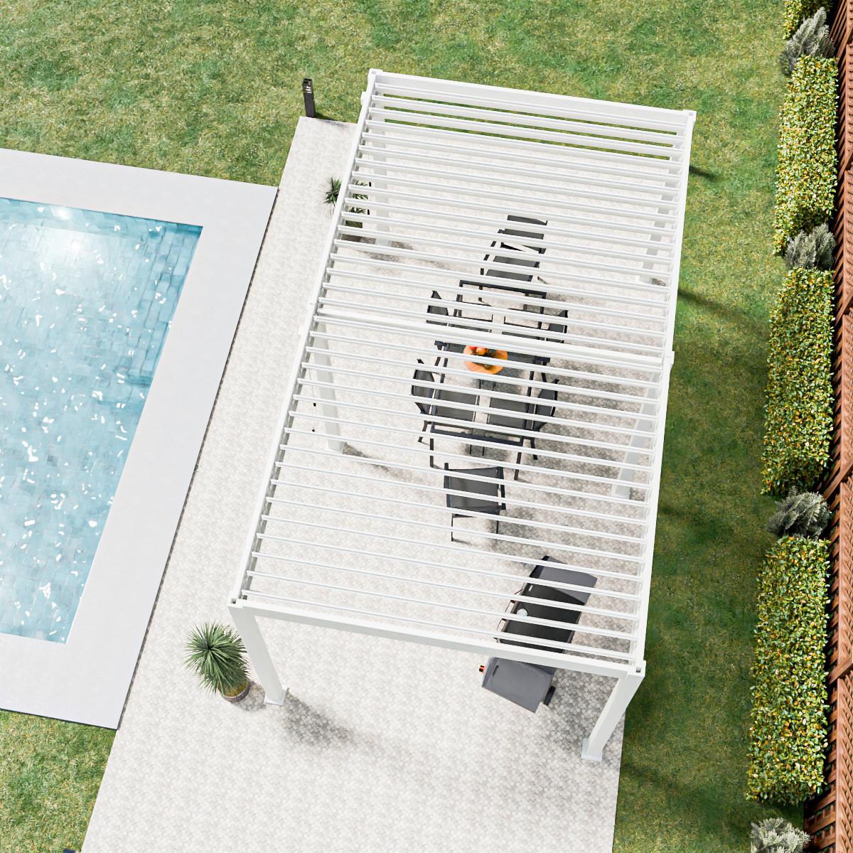 Pergola 300x530 Cm Wetterbeständig, Weiß - Weiß Hochglanz, Basics, Metall (300/255/530cm)