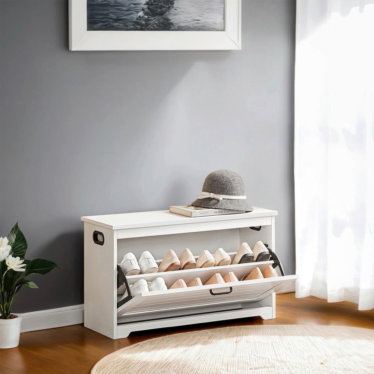 Schuhbank Shoe Bench - Weiß, MODERN, Holzwerkstoff (80/46/30cm) - MID.YOU