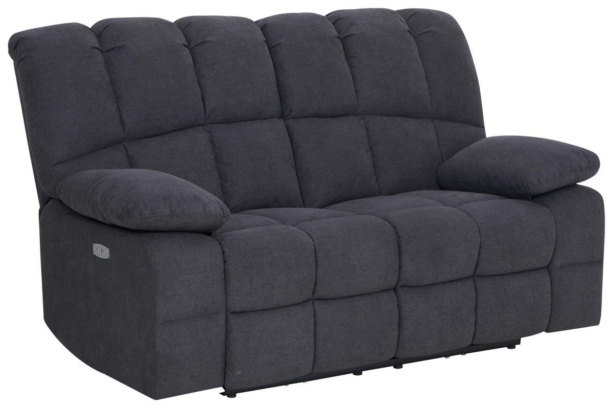 Dvojmiestna pohovka BOLTON, sivá, el.relaxačná funkcia - sivá, Basics, kov/drevo (168/103,5/96,5cm)