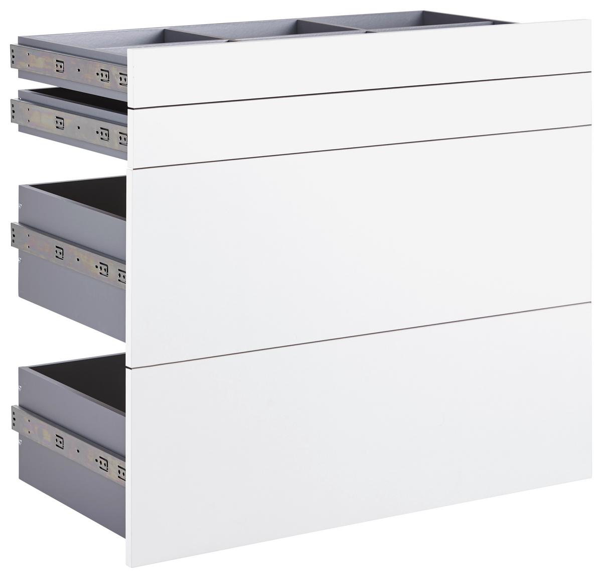 Schubladenset Unit Weiß B: 91 cm, Vollauszug - Weiß, MODERN, Holzwerkstoff (91/83/47cm) - Ondega