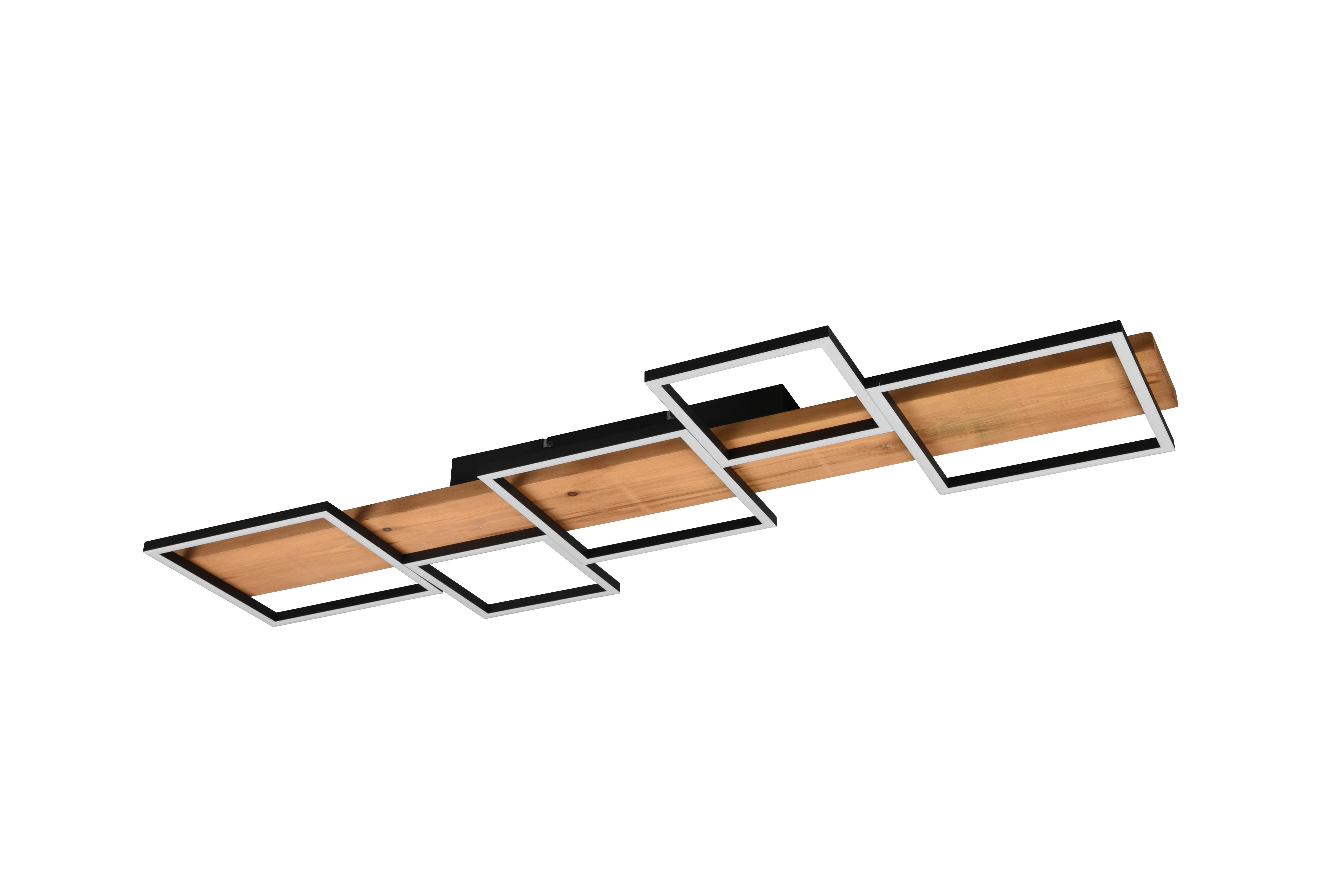 Led-deckenleuchte Harper L: 115 Cm, Dimmbar - Schwarz/Braun, Natur, Holz/Metall (115/7,5/44,5cm) - Trio Leuchten