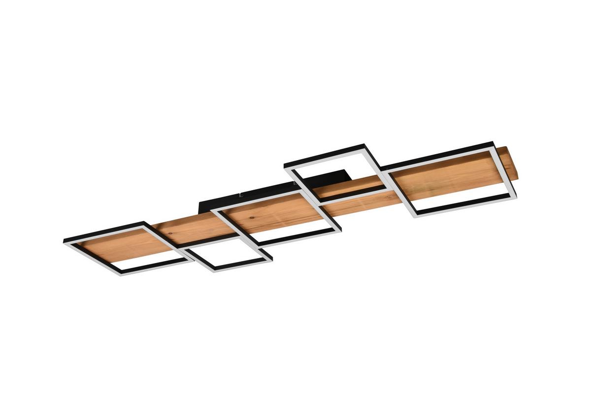 Led-deckenleuchte Harper L: 115 Cm, Dimmbar - Schwarz/Braun, Natur, Holz/Metall (115/7,5/44,5cm) - Trio Leuchten