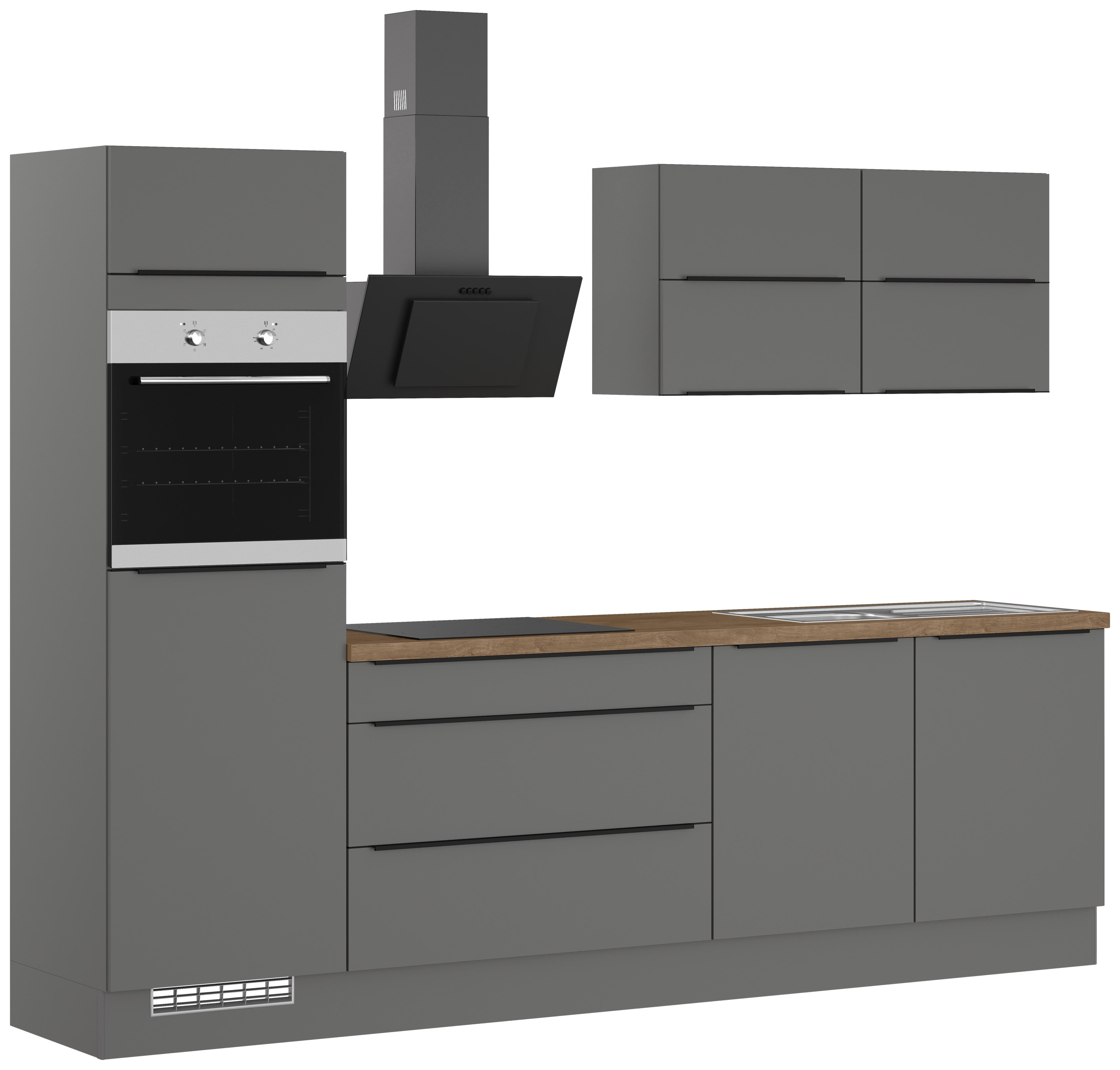 Küchenleerblock Ip3150 - Eiche dunkel/Graphitfarben, Design, Holzwerkstoff (280cm) - Impuls