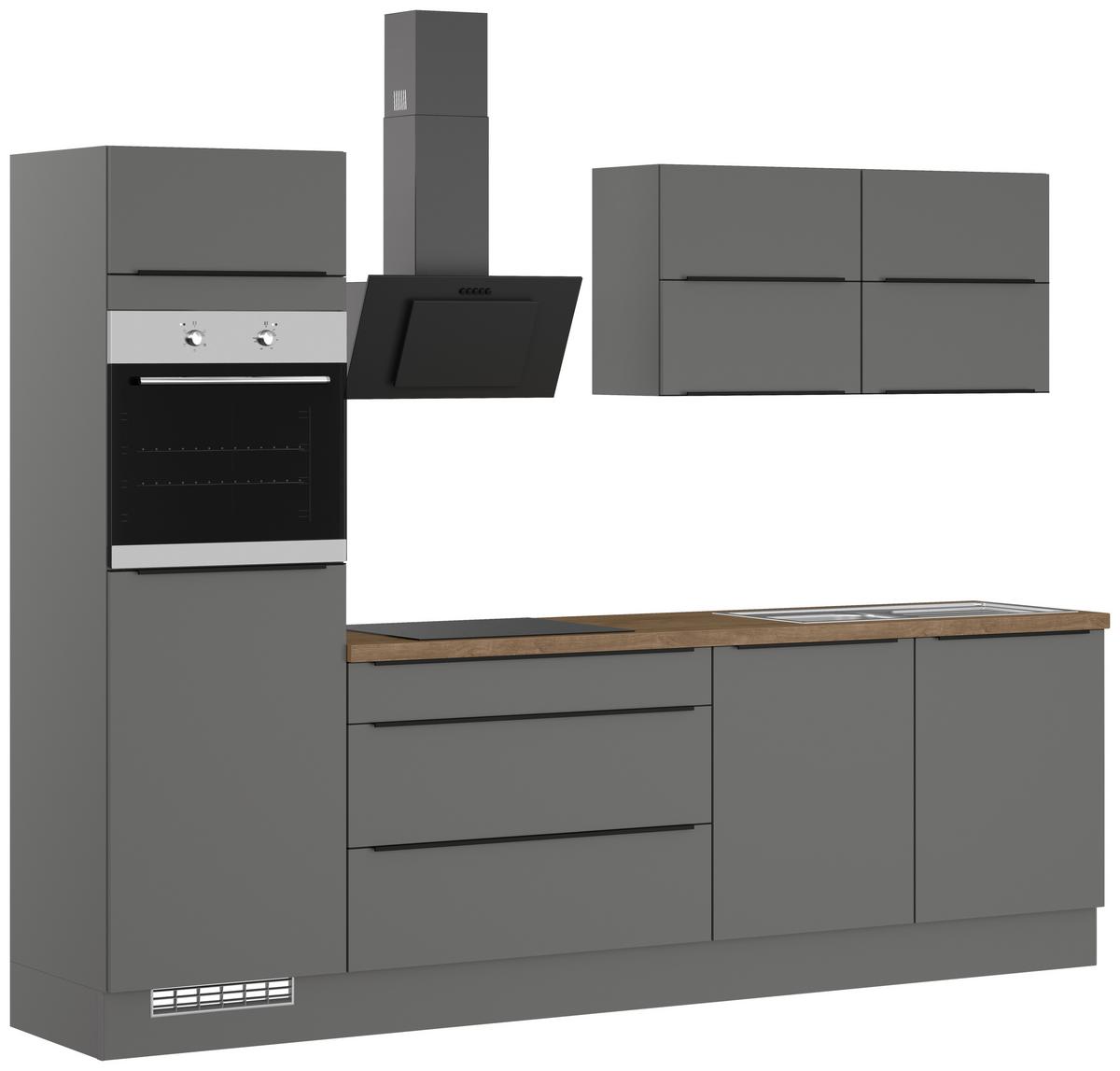 Küchenleerblock Ip3150 - Eiche dunkel/Graphitfarben, Design, Holzwerkstoff (280cm) - Impuls