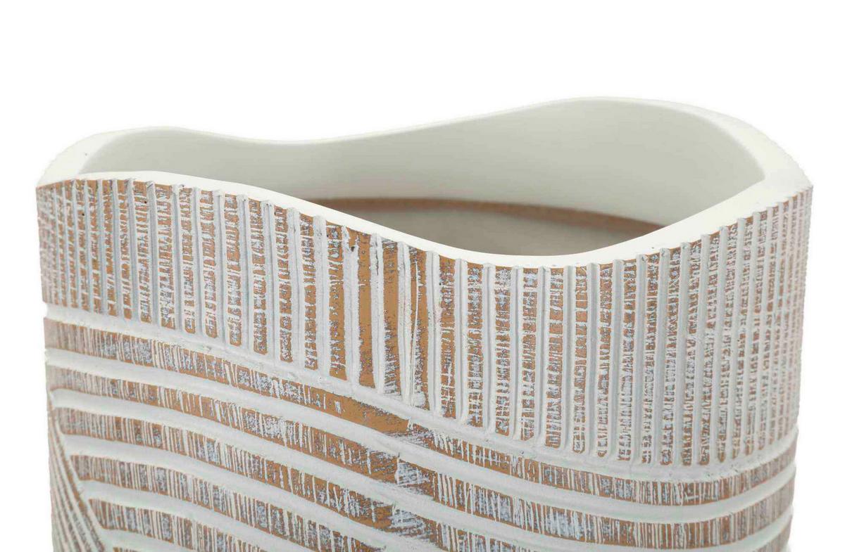 Vase Resin Wood Weiß B: 18 Cm - Weiß, Basics, Kunststoff (18/45/18cm)