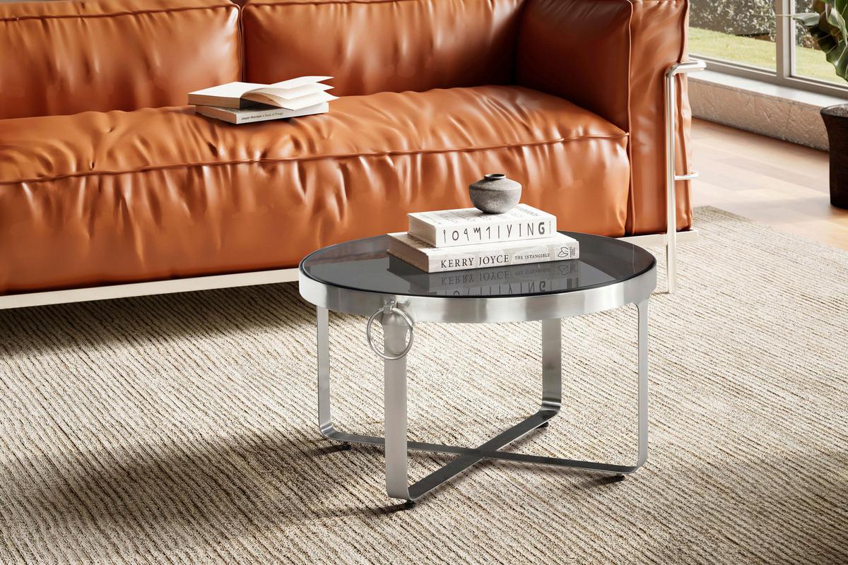 Couchtisch Schwarz, Silberfarben L: 60 Cm - Silberfarben/Schwarz, Design, Glas/Metall (60/60/34cm) - MID.YOU