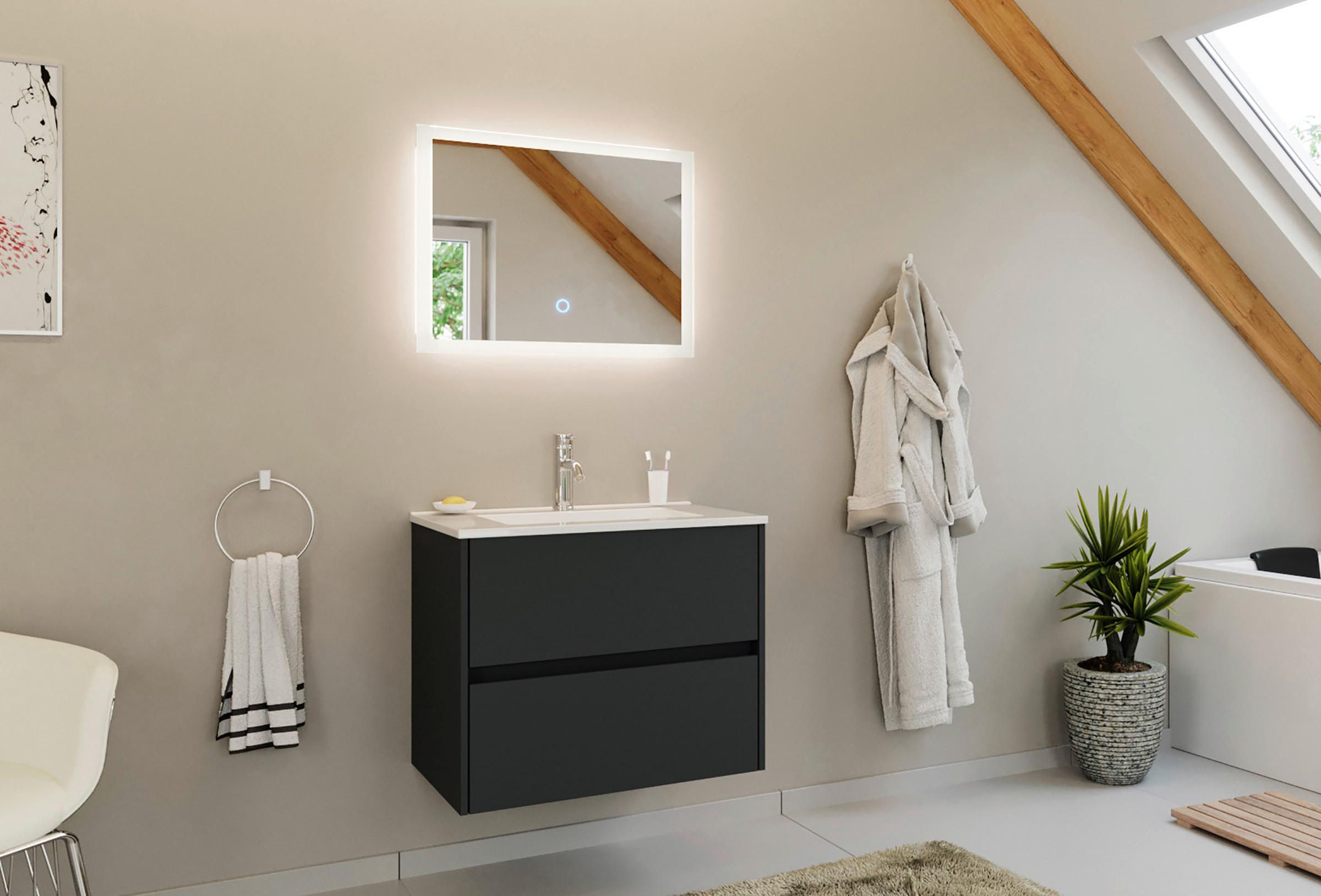 BADEZIMMER Limes, Graphitfarben B: 70 cm - Graphitfarben/Weiß, Basics, Keramik/Holzwerkstoff (70cm) - MID.YOU