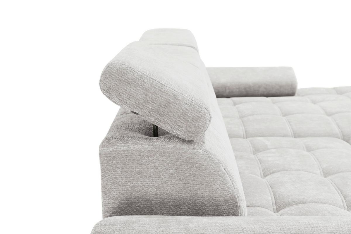 Rohová sedačka VEGAS, pravá, světle šedá žinylka - černá/světle šedá, Design, dřevo/textil (294/173cm)