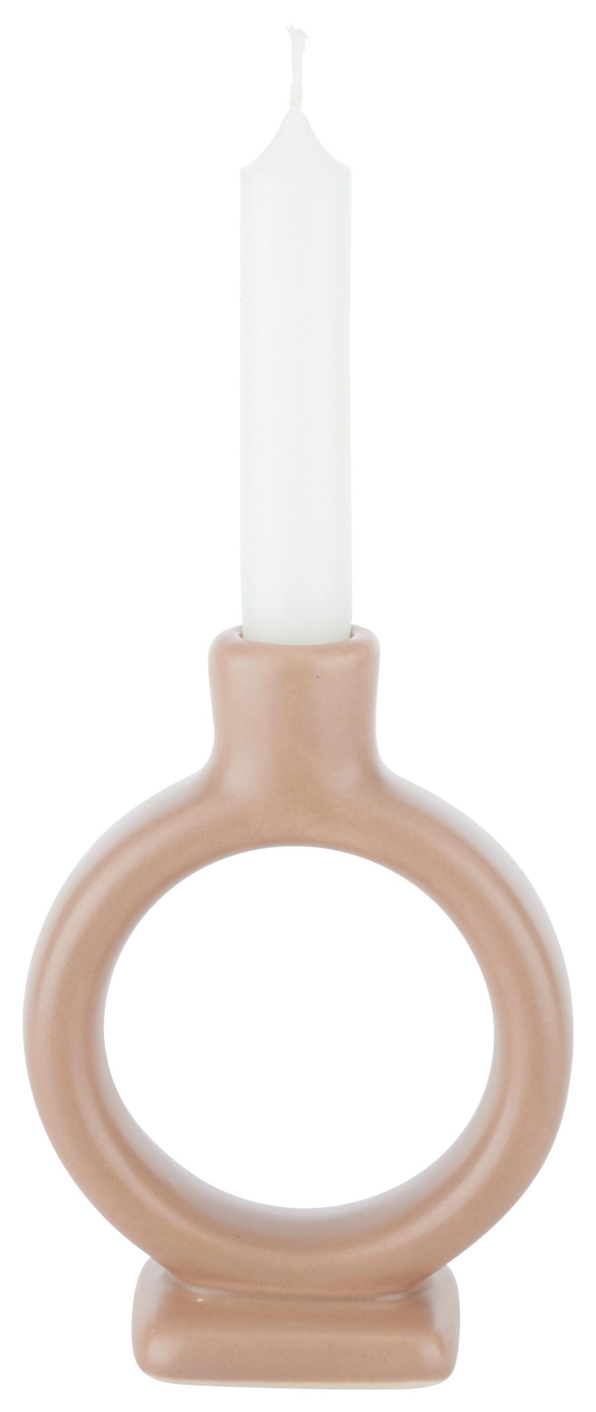 Stojan na svíčky Valongo, V: 19cm - hnědá, Basics, keramika (15,5/19/5,2cm)